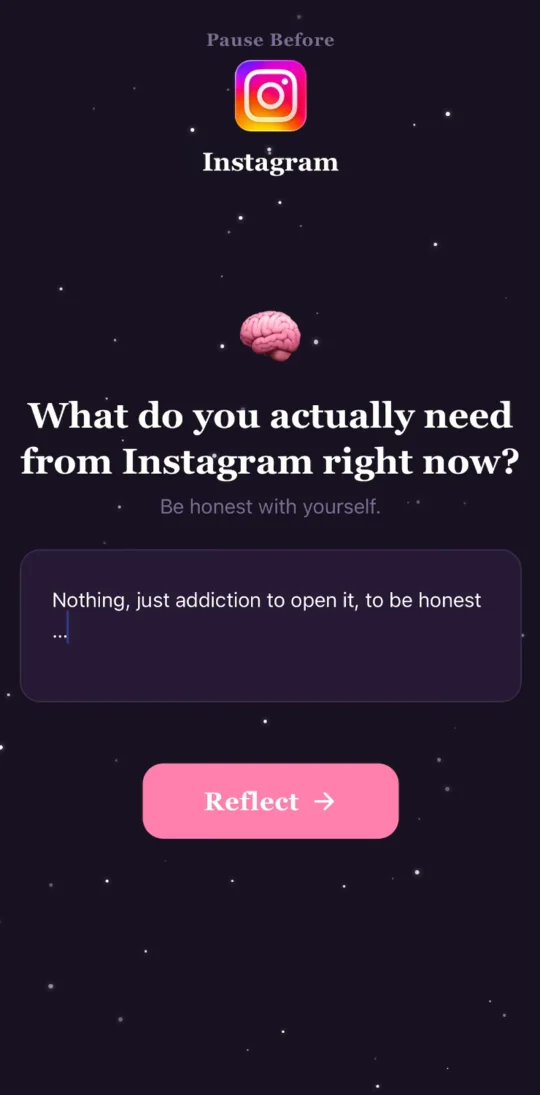The Intention pause in front of Instagram, asking what you actually need from it right now.